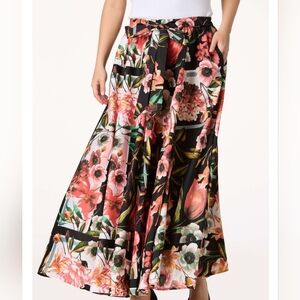 Floral Maxi Skirt with Tie Waist